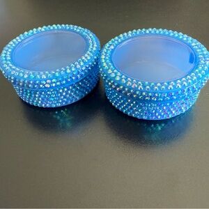 Magnetic Blue Rhinestone Storage Containers